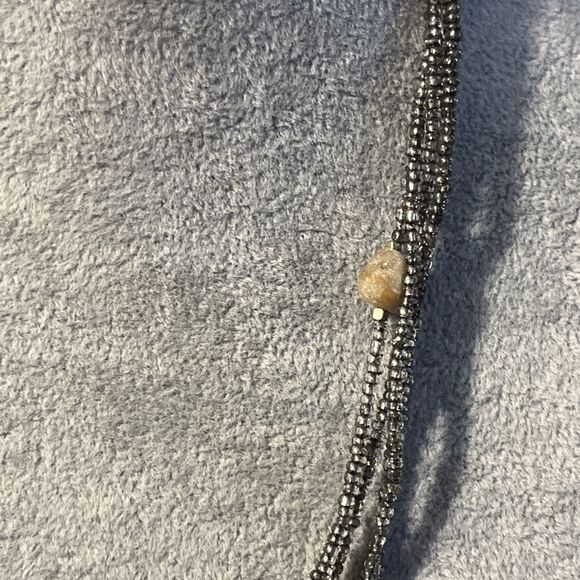 Coldwater Creek 4 Strand Seed Bead & Natural Stone Necklace Citrine Quartz Agate - Picture 7 of 10
